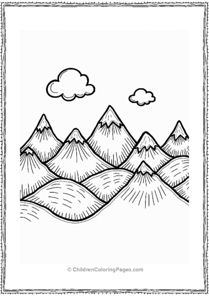 Zigzag Mountain Range With Playful Clouds Pattern Free PDF Printable