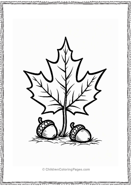 Autumn Leaf With Acorns Free PDF Printable