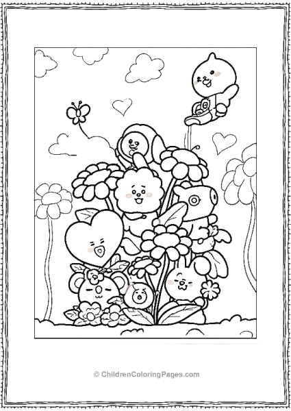 BT21 With Flowers Free PDF Printable