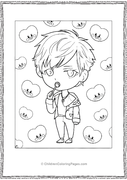 BTS V With His Iconic Lolipop Free PDF Printable