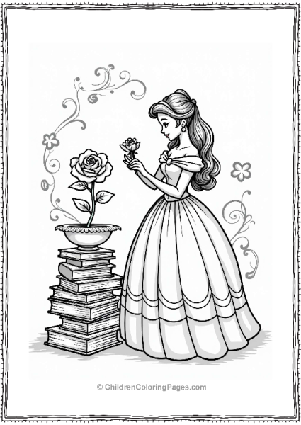 Belle With An Enchanted Rose Free PDF Printable