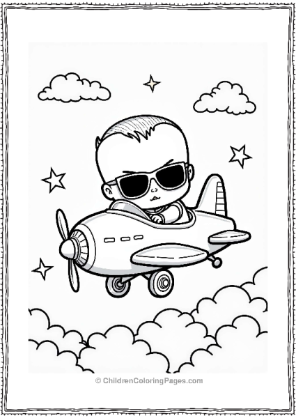 Boss Baby Flying In A Toy Airplane Free PDF Printable