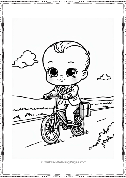 Boss Baby Riding A Bicycle Free PDF Printable