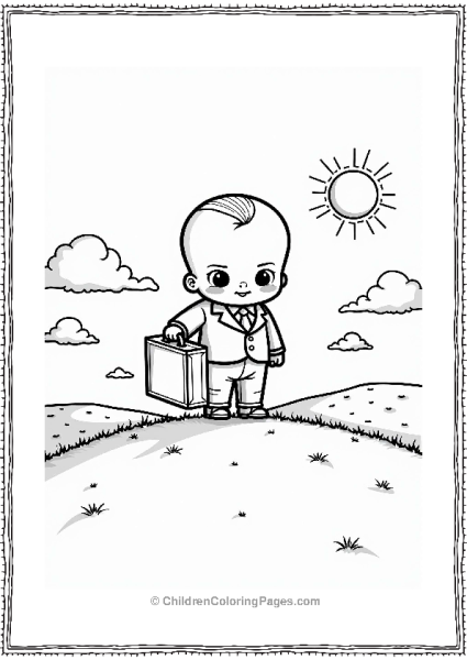 Boss Baby With Briefcase On A Hilltop Free PDF Printable
