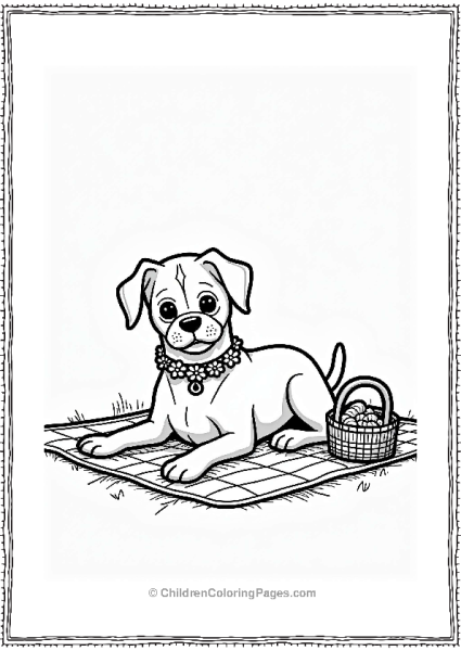 Boxer Dog On Picnic Blanket Free PDF Printable
