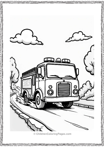 Brave Fire Truck Racing Down The Street Free PDF Printable