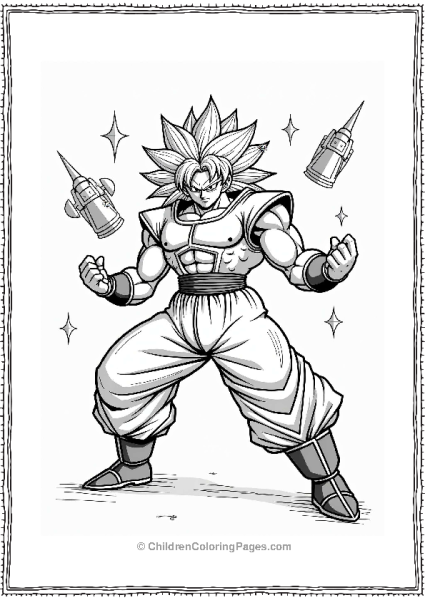Broly In A Dynamic Pose With Artifacts Free PDF Printable