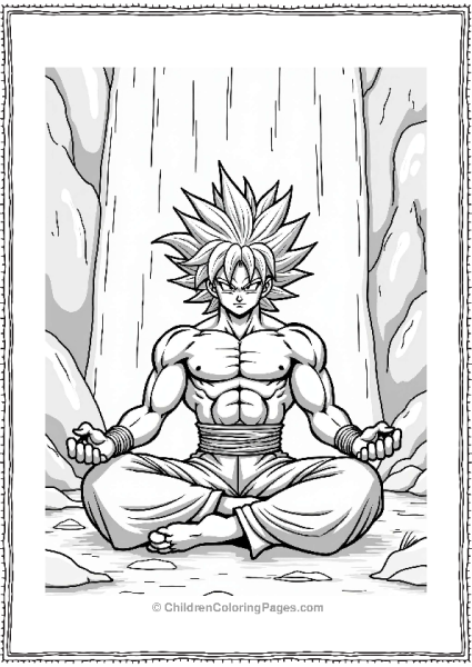 Broly Meditating By A Waterfall Free PDF Printable
