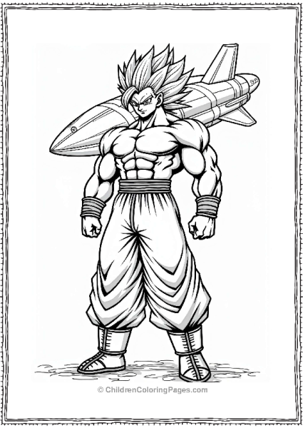 Broly Ready For Battle With Spaceship Free PDF Printable