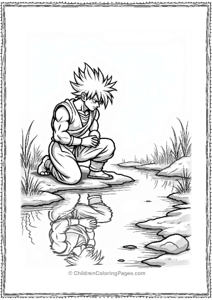Broly Reflecting By A Stream Free PDF Printable