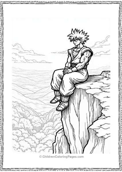 Broly Sitting On A Cliff Overlooking A Valley Free PDF Printable