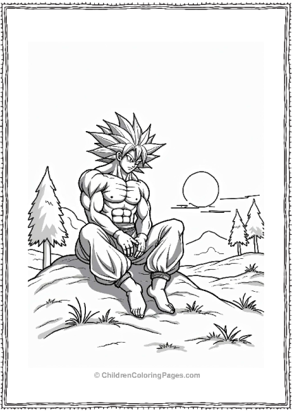 Broly Sitting Peacefully At Sunset Free PDF Printable