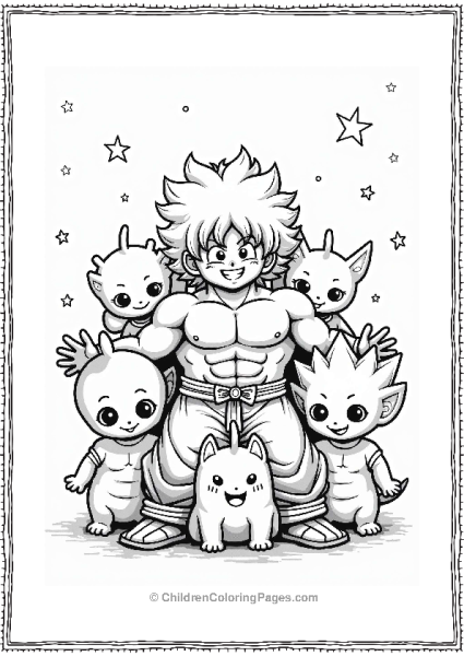Broly With Alien Friends Under A Starry Sky Free PDF Printable
