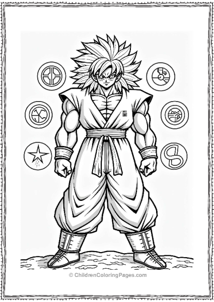Broly With Saiyan Symbols And Clouds Free PDF Printable
