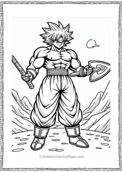 Broly With Saiyan Weapon In Clear Sky Free PDF Printable