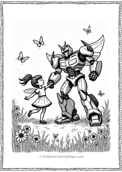 Bumblebee And Girl Dancing In A Field Free PDF Printable