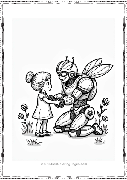 Bumblebee And Young Girl Smiling Free PDF Printable