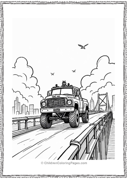 Bumblebee Driving On A City Bridge Free PDF Printable