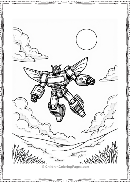 Bumblebee Flying In A Sunny Sky Free PDF Printable