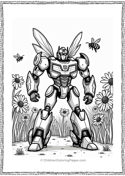 Bumblebee In A Flower Garden Free PDF Printable