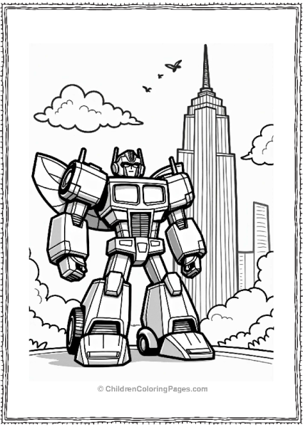 Bumblebee In Front Of A Skyscraper Free PDF Printable