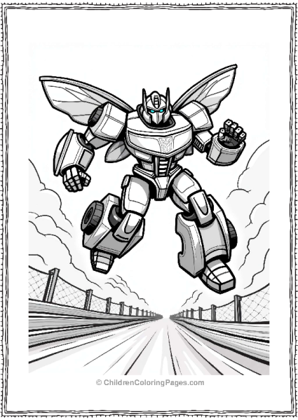 Bumblebee Jumping Over A Barrier Free PDF Printable
