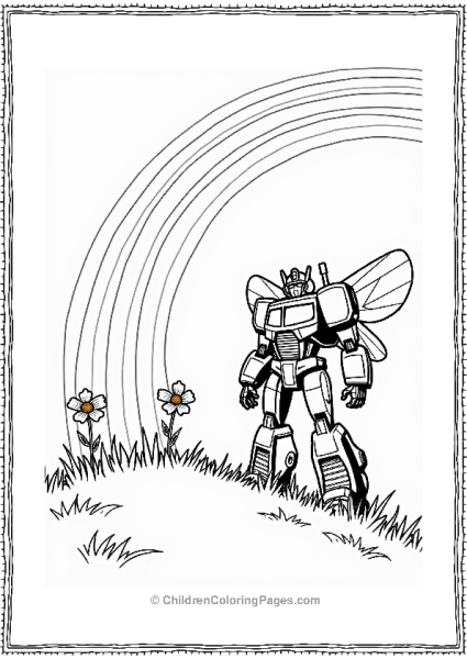 Bumblebee Under A Rainbow Free PDF Printable