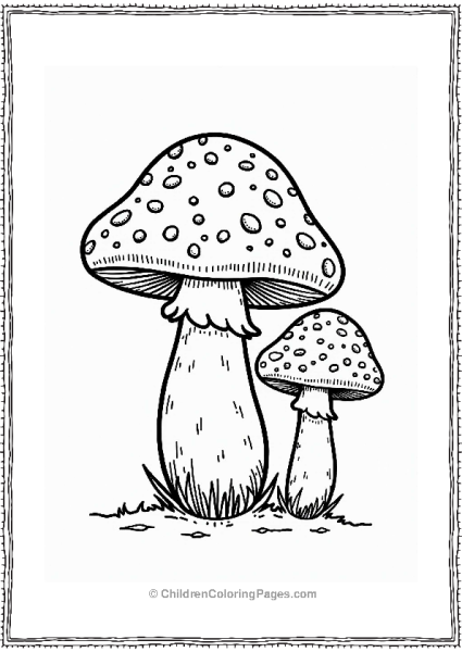 Button Mushroom Close Up Outline Free PDF Printable