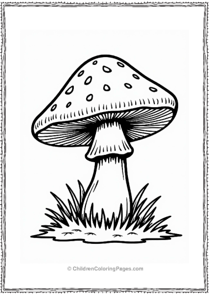 Button Mushroom On Grass Free PDF Printable