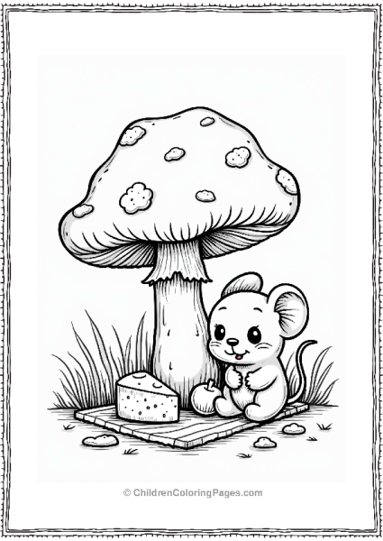 Button Mushrooms And A Mouse Picnic Free PDF Printable