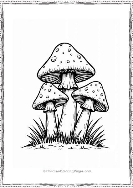 Button Mushrooms Cluster For Coloring Free PDF Printable