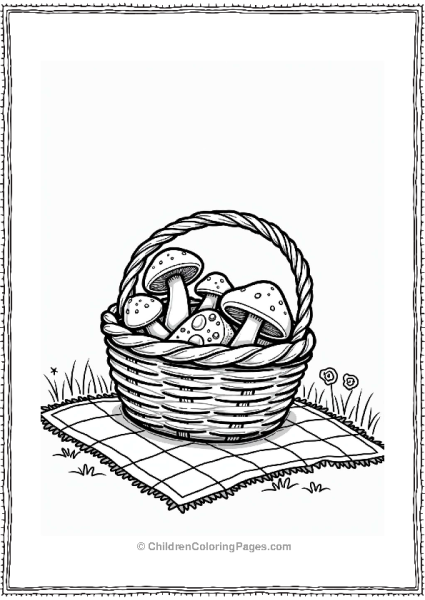 Button Mushrooms Picnic Scene Free PDF Printable