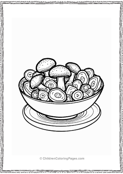 Button Mushrooms Salad Bowl Free PDF Printable