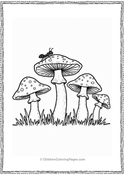 Button Mushrooms With An Ant Free PDF Printable