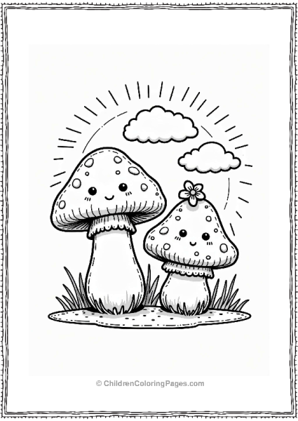 Button Mushrooms With Cute Faces Free PDF Printable