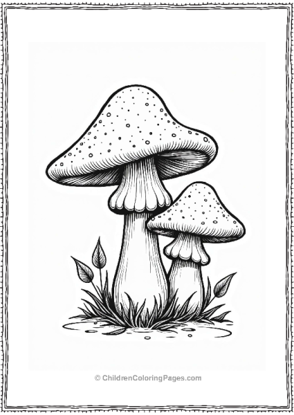 Button Mushrooms With Leaves Free PDF Printable