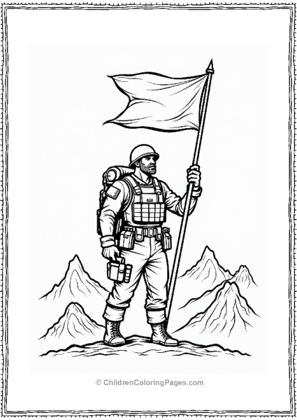 Call Of Duty Brave Soldier With Flag Free PDF Printable