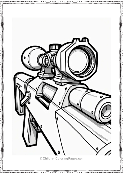Call Of Duty Rifle Scope Outline For Kids Coloring Free PDF Printable