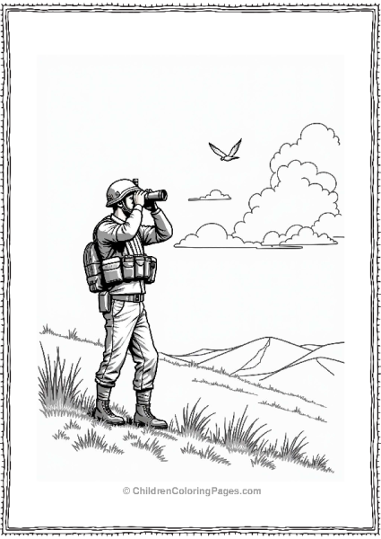 Call Of Duty Soldier With Binoculars On A Hill Free PDF Printable