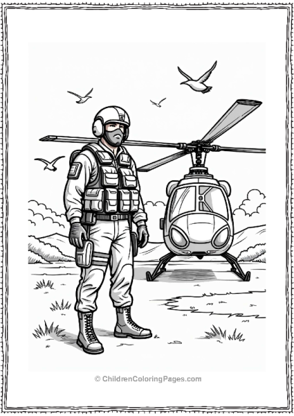 Call Of Duty Soldier With Helicopter Free PDF Printable