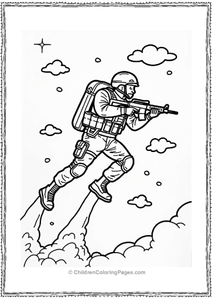 Call Of Duty Soldier With Jetpack In The Sky Free PDF Printable