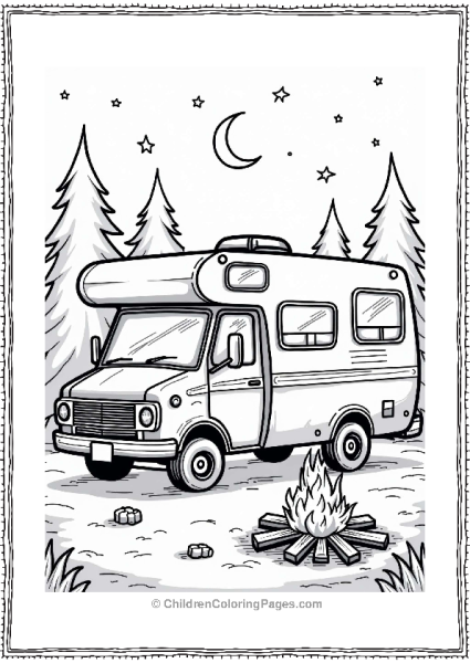 Camper RV At Campfire Free PDF Printable