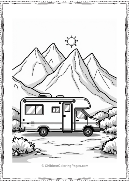 Camper RV At Mountain Retreat Free PDF Printable