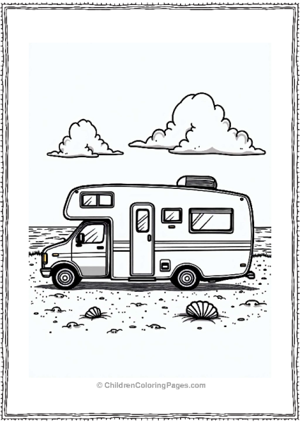Camper RV Beachside RV Escape Coloring Page Free PDF Printable