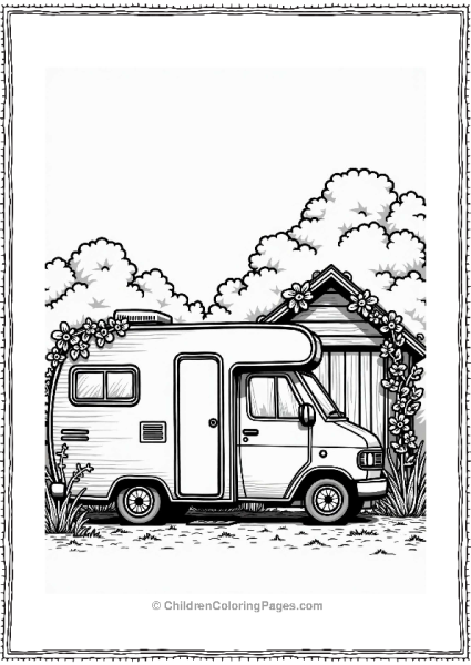 Camper RV Beside A Garden Shed Free PDF Printable
