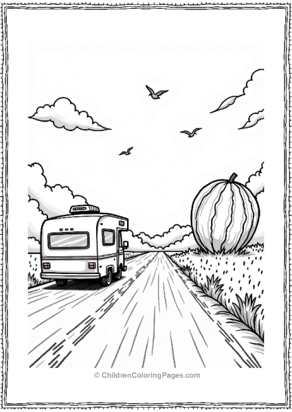 Camper RV By A Giant Watermelon Free PDF Printable