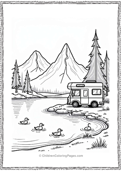Camper RV By A Tranquil Lake Free PDF Printable
