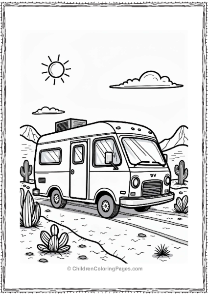 Camper RV Camper Driving Through The Desert Free PDF Printable
