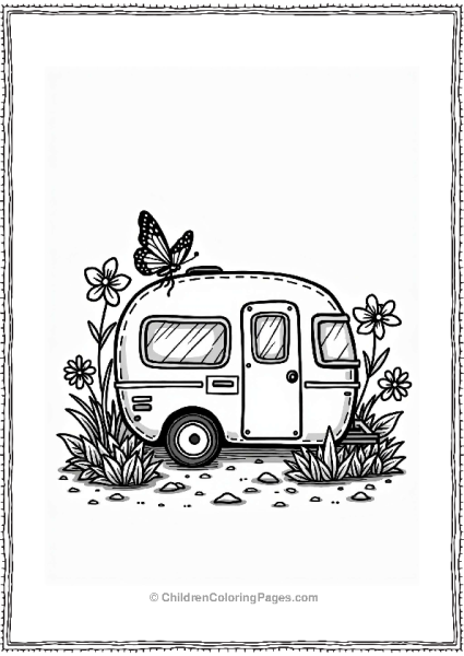 Camper RV Camper Surrounded By Flower Beds Free PDF Printable