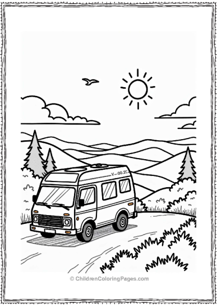 Camper RV Camper Van At Scenic Overlook Free PDF Printable